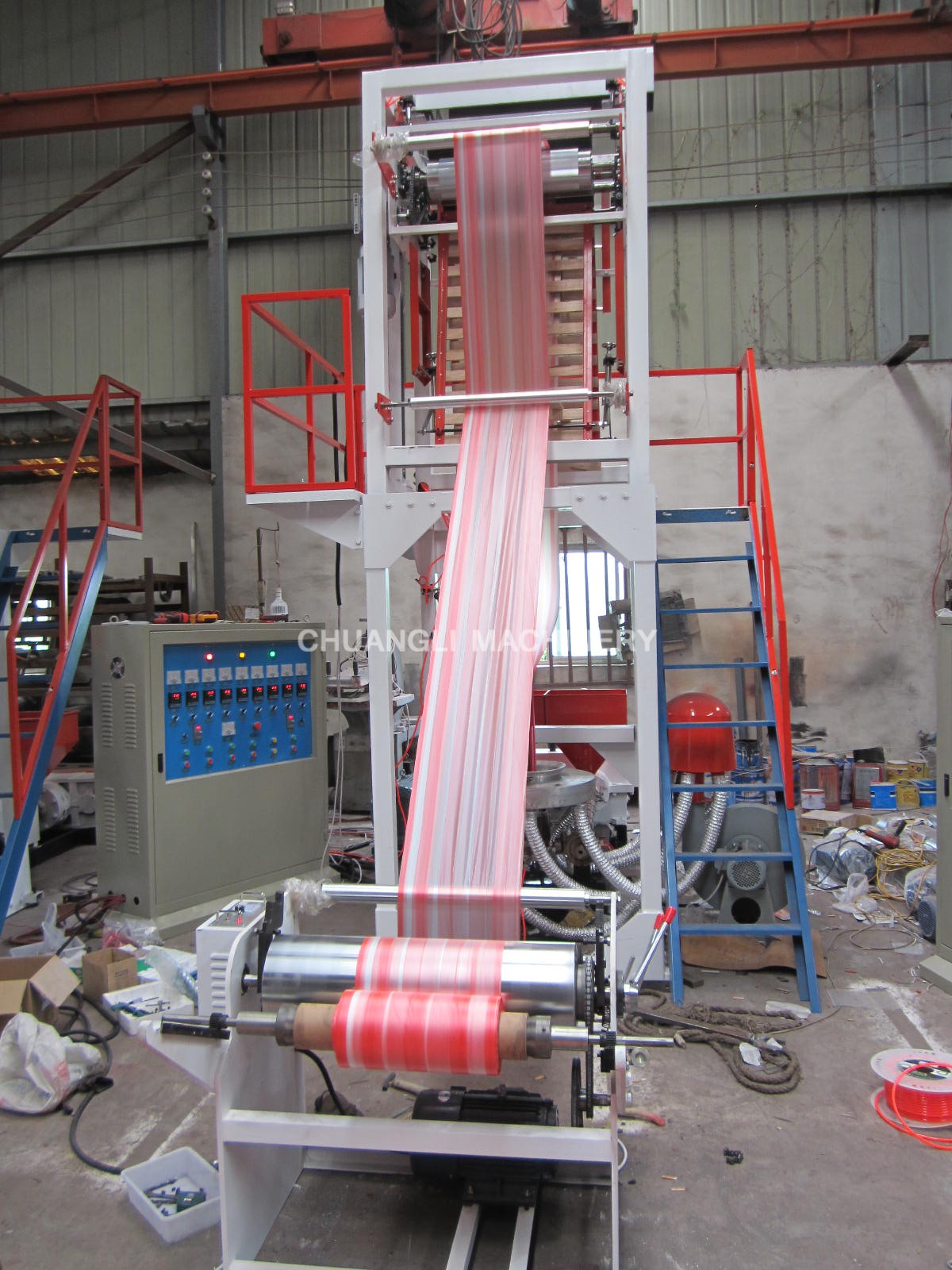 SJ-45/SJ-50 Double-color Stripped HDPE/LDPE Film Blowing Machine